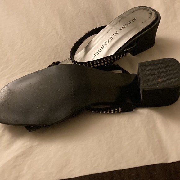 Black satin and rhinestone slipper sandals - Picture 4 of 4